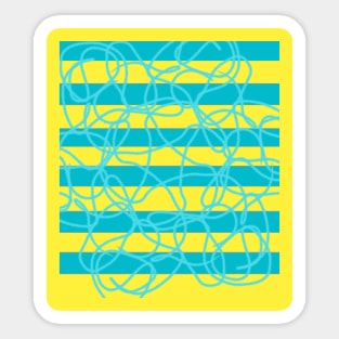 Yellow blue abstract stripes Sticker